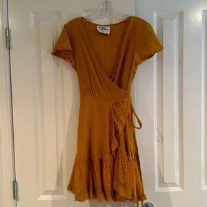 Paper heart marigold wrap dress